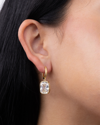 Sterling Silver Elongated Cushion Micro Hoops