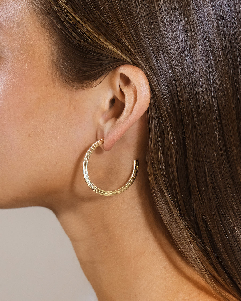 Herringbone Chain Hoop Earrings