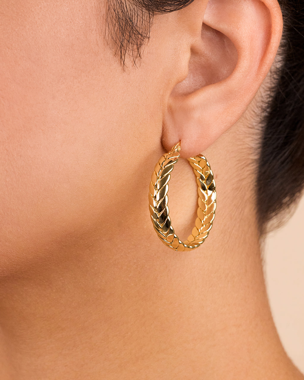 Double Row Herringbone Statement Hoop Earrings