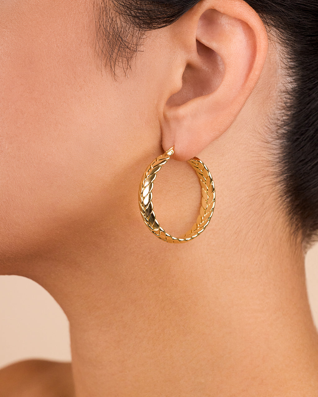 Double Row Herringbone Statement Hoop Earrings