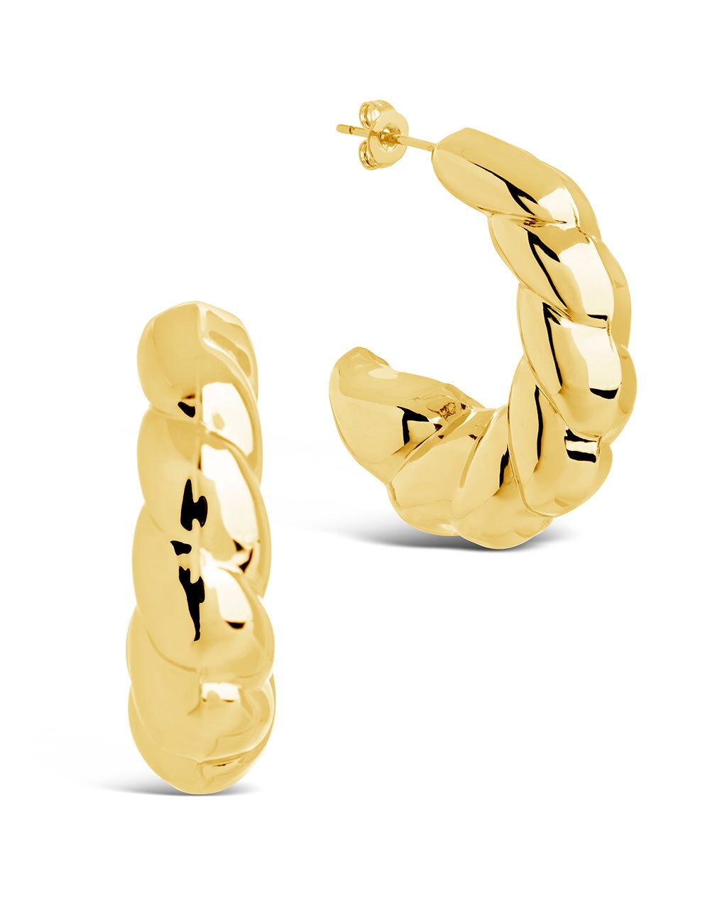 Statement Croissant Hoops Earring Sterling Forever Gold 