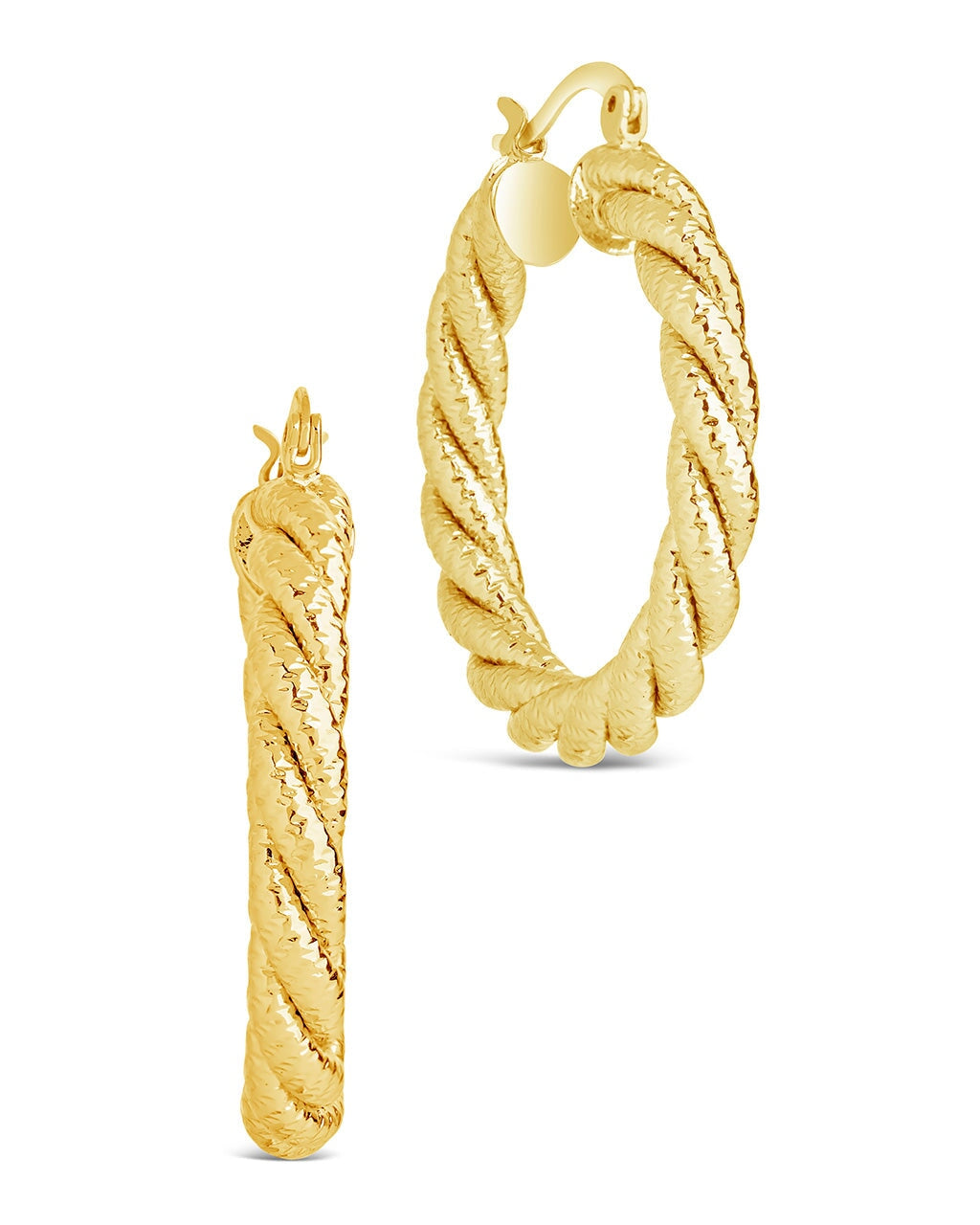 Cerys Woven Hoops Earring Sterling Forever Gold 