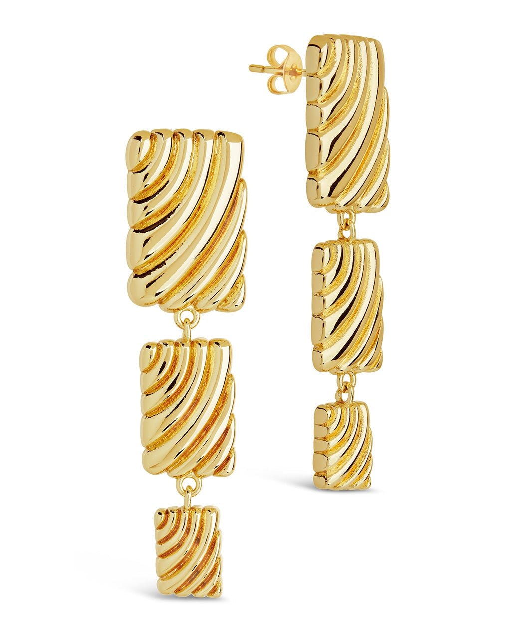 Haydée Triple Textured Drop Stud Earrings - Sterling Forever