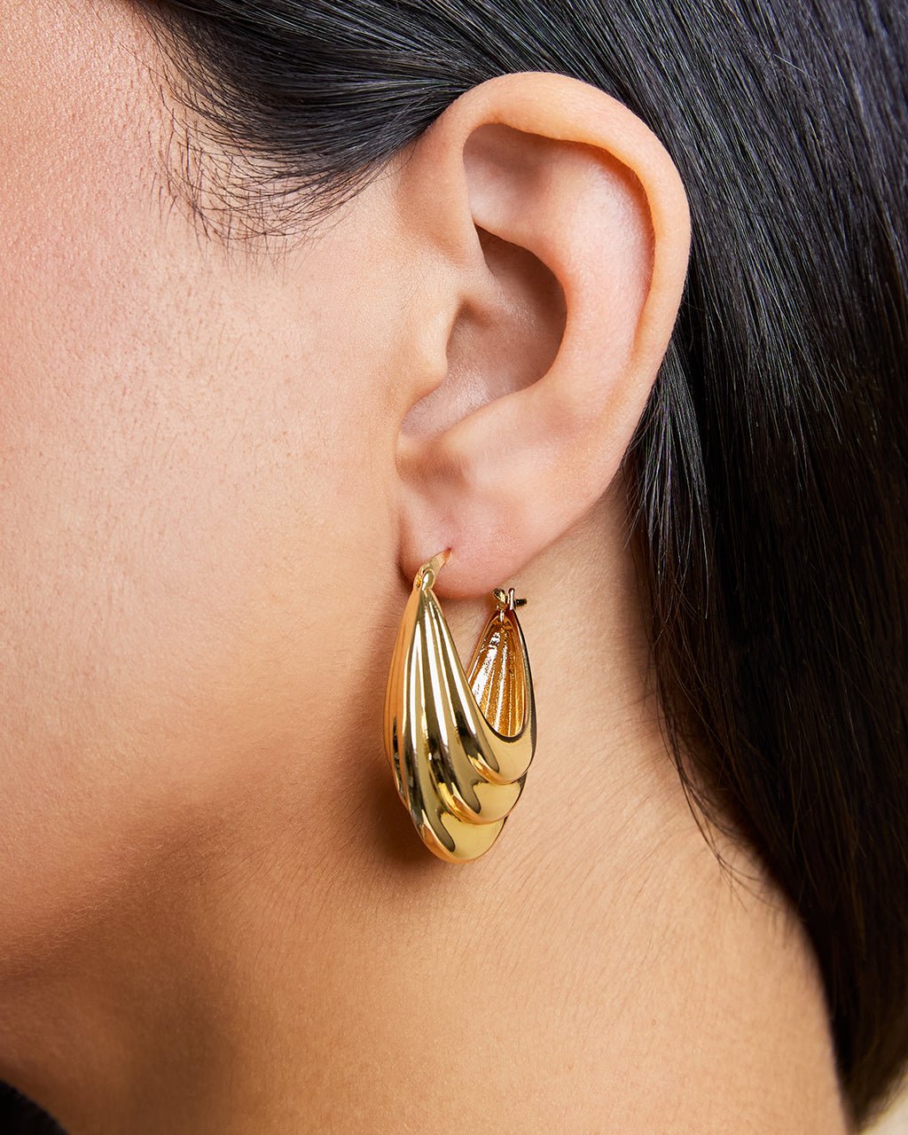 Elodie Textured Statement Hoop Earrings - Sterling Forever