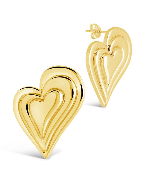 Beating Heart Statement Stud Earrings - Sterling Forever