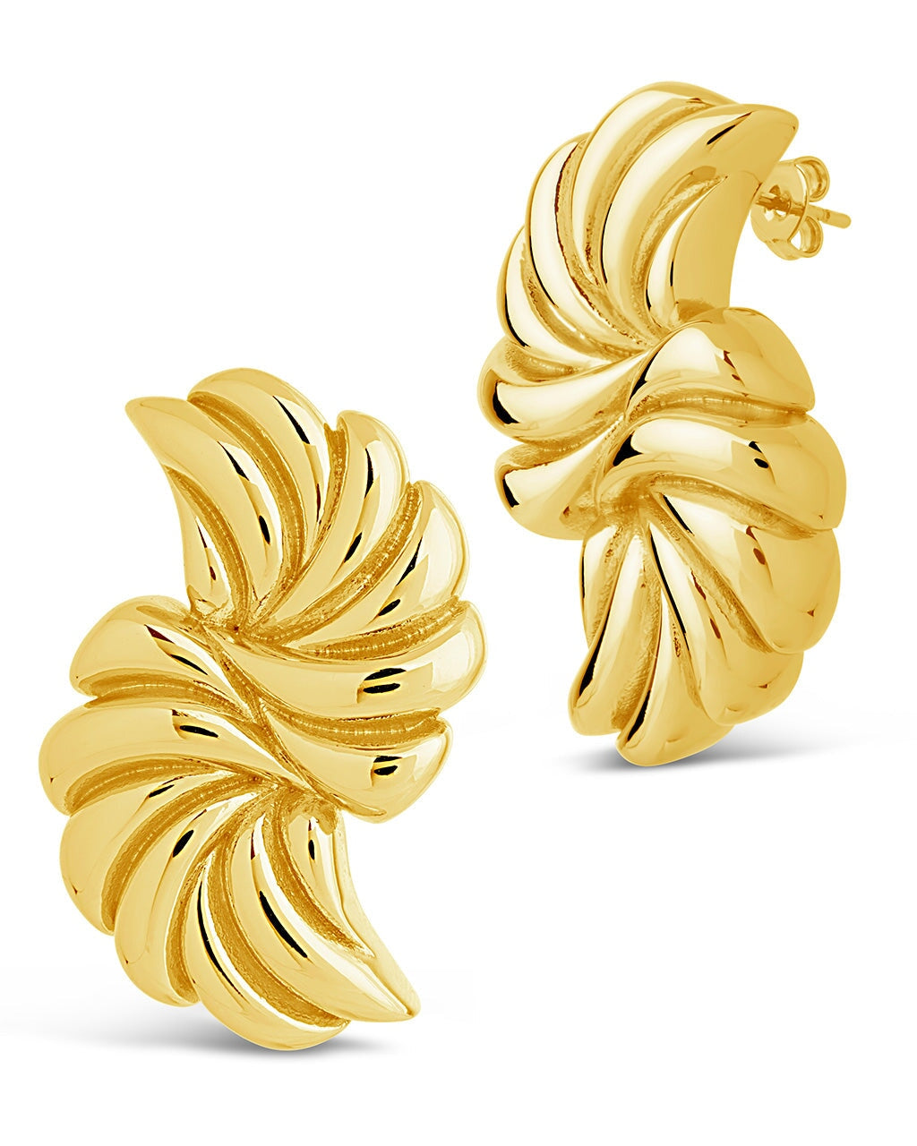 Twisted Croissant Stud Earrings Earring Sterling Forever Gold 