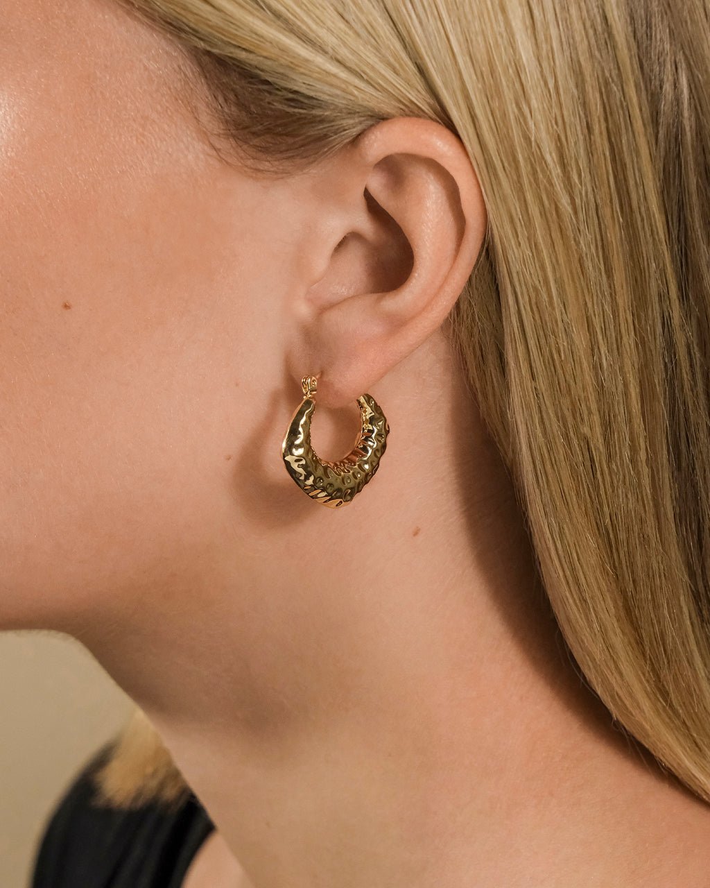 Darla Hammered Hoop Earrings - Sterling Forever