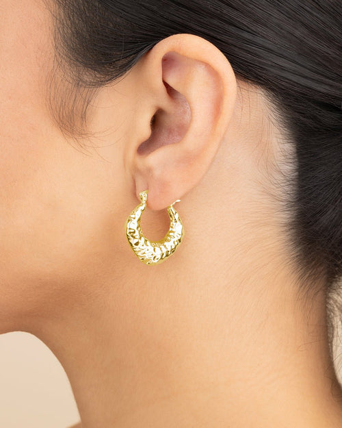 Darla Hammered Hoop Earrings - Sterling Forever