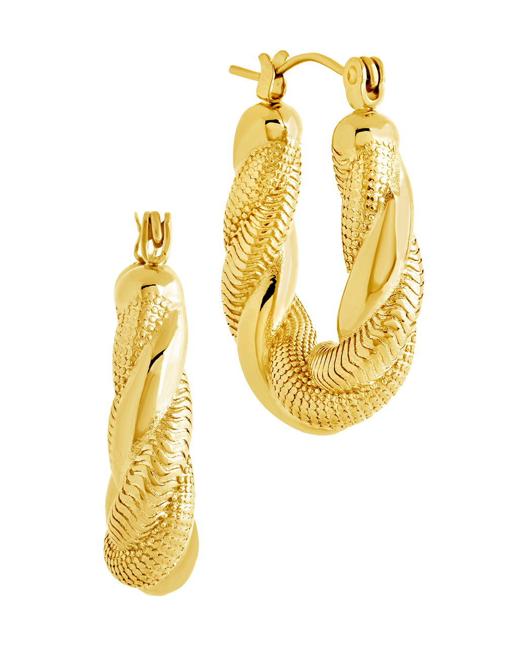 Cameron Textured Twist Tube Hoop Earrings