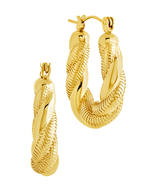 Cameron Textured Twist Tube Hoop Earrings