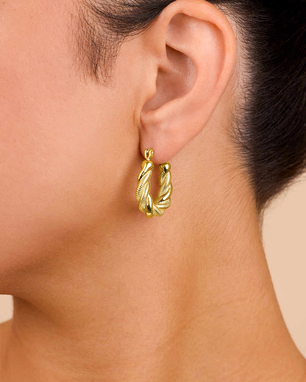 Cameron Textured Twist Tube Hoop Earrings