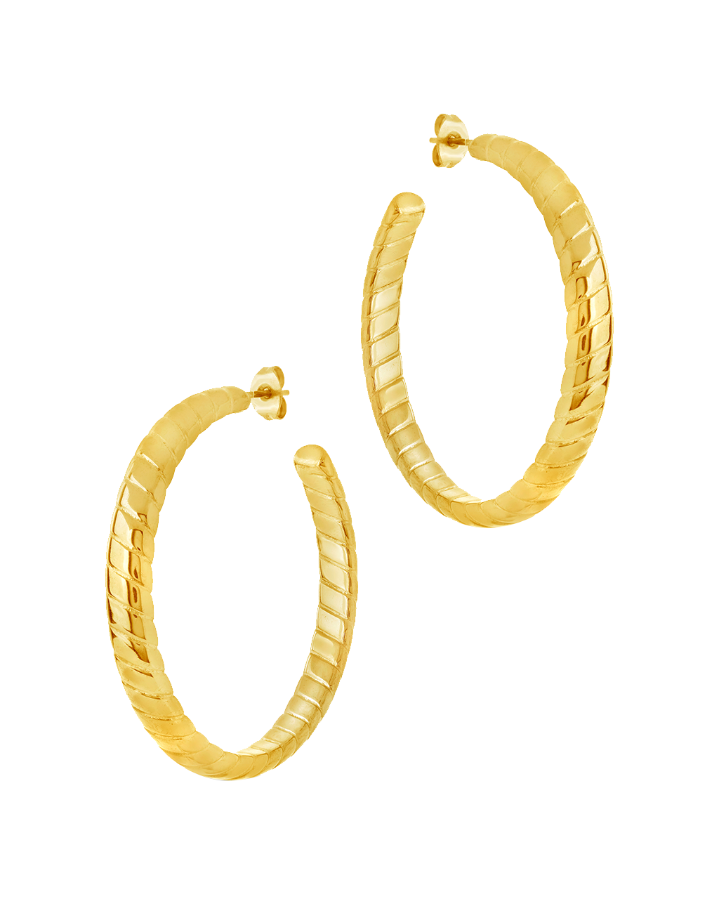 Everly Flat Herringbone Chain Hoop Earrings