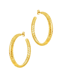 Everly Flat Herringbone Chain Hoop Earrings - Sterling Forever