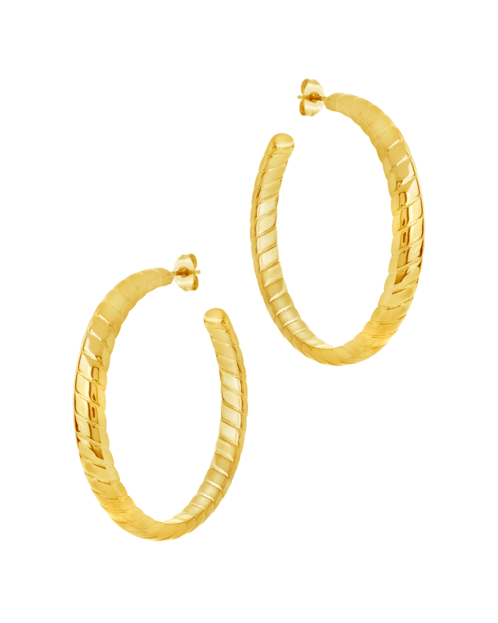 Everly Flat Herringbone Chain Hoop Earrings - Sterling Forever