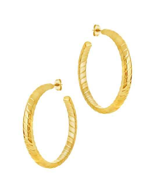 Everly Flat Herringbone Chain Hoop Earrings