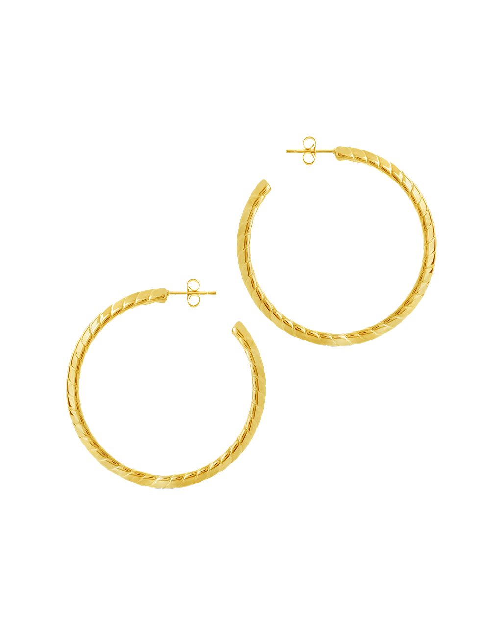 Everly Flat Herringbone Chain Hoop Earrings