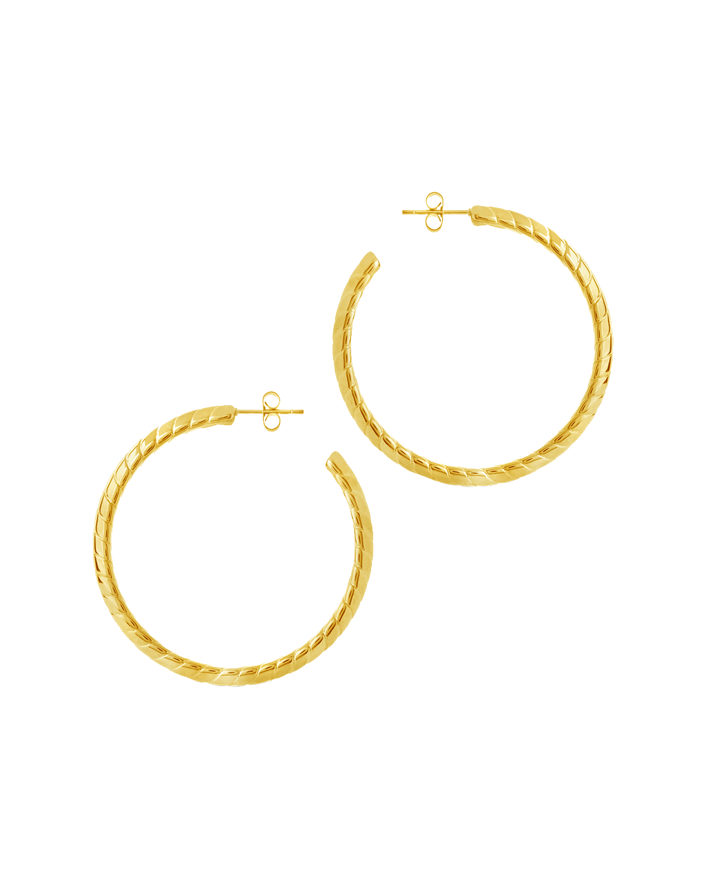 Everly Flat Herringbone Chain Hoop Earrings - Sterling Forever