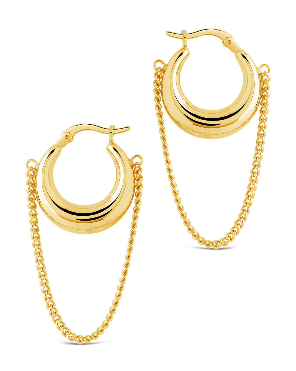 Mackenzie Chain Drop Hoop Earrings - Sterling Forever