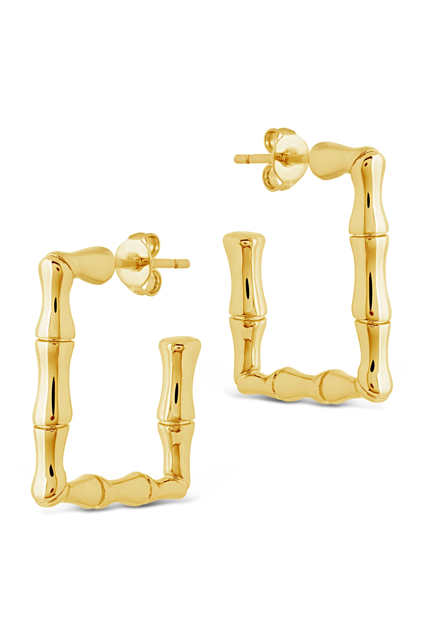 Bamboo Rectangular Hoop Earrings