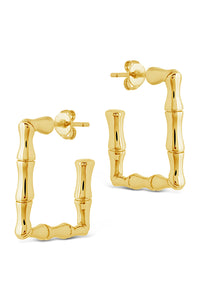 Bamboo Rectangular Hoop Earrings - Sterling Forever