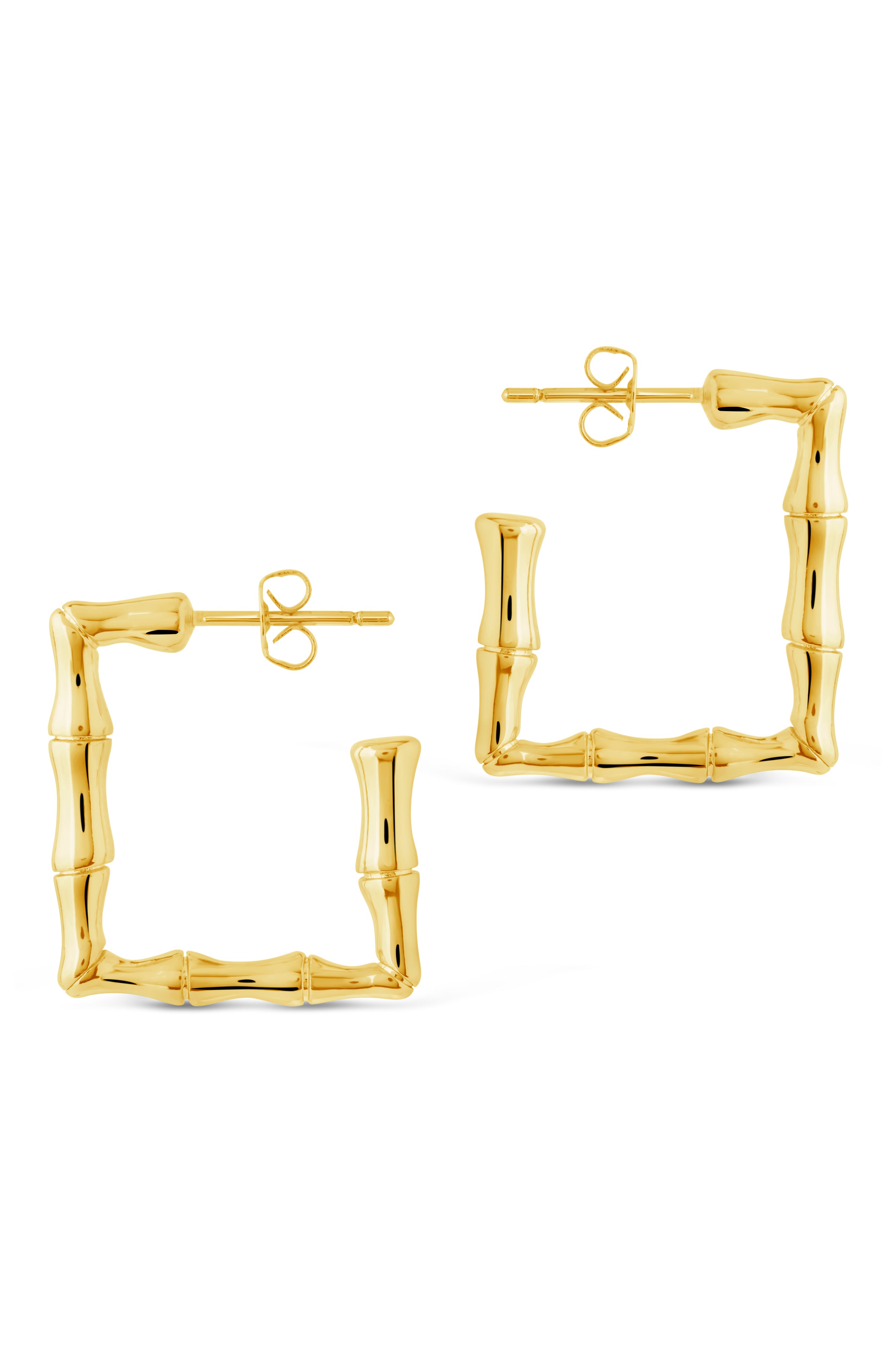 Bamboo Rectangular Hoop Earrings - Sterling Forever