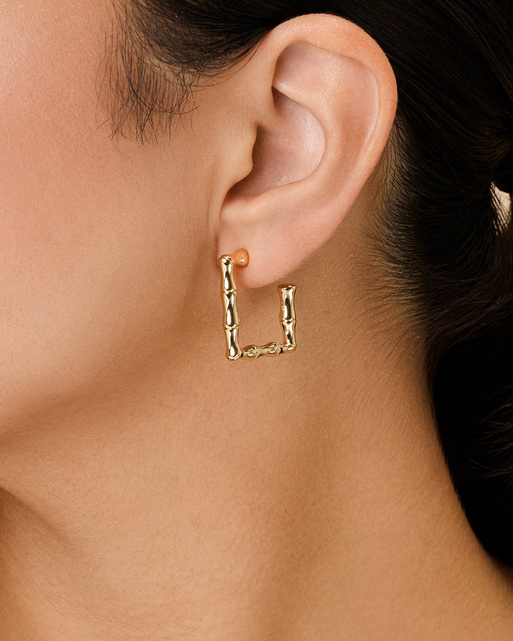 Bamboo Rectangular Hoop Earrings - Sterling Forever