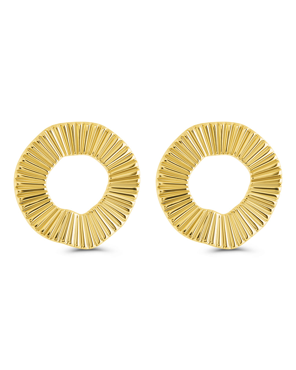 Viviana Ribbed Open Circle Stud Earrings
