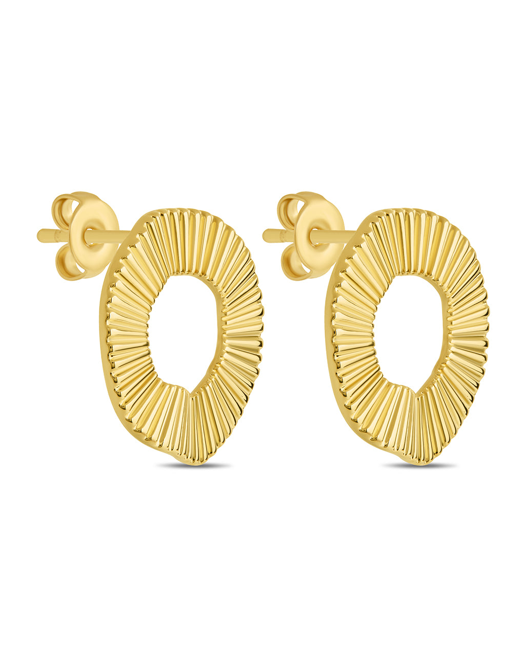 Viviana Ribbed Open Circle Stud Earrings