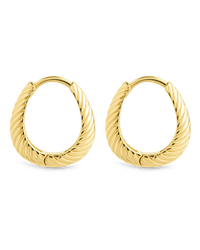 Fairley Oval Textured Micro Hoops - Sterling Forever