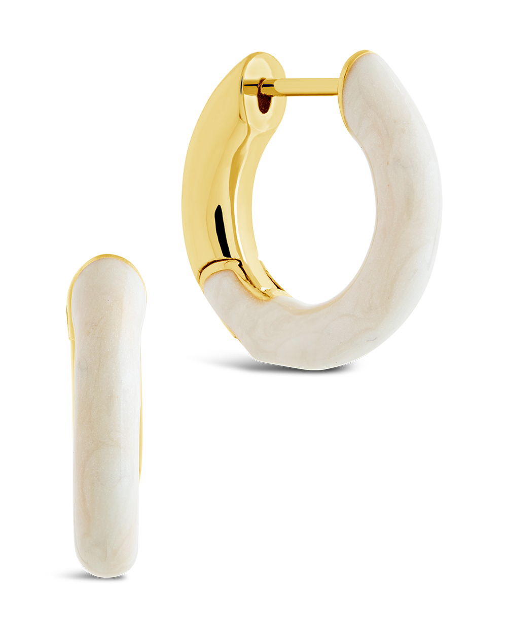 White Enamel Maura Micro Hoops