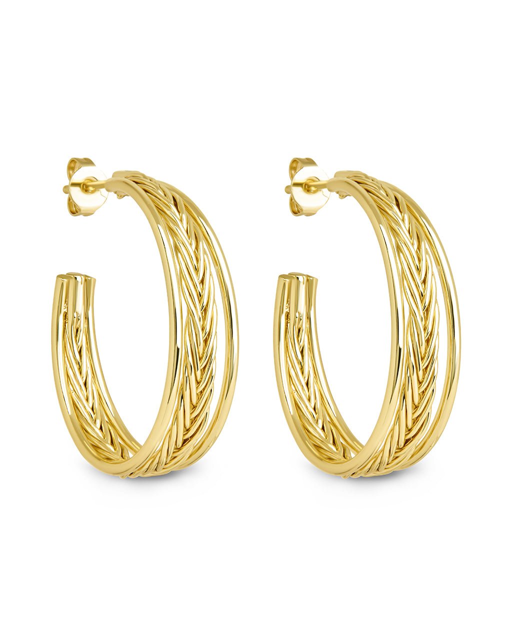Corinne Textured Braided Hoop Earrings - Sterling Forever