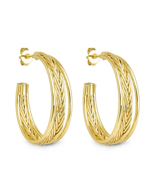 Corinne Textured Braided Hoop Earrings - Sterling Forever