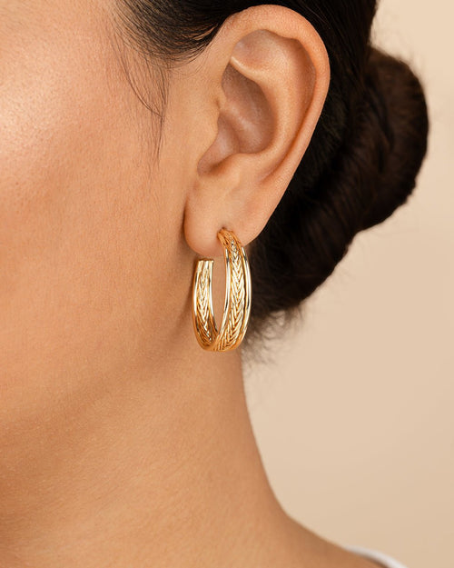 Corinne Textured Braided Hoop Earrings - Sterling Forever