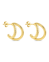 Arcadia Double Row Huggie Hoop Earrings - Sterling Forever