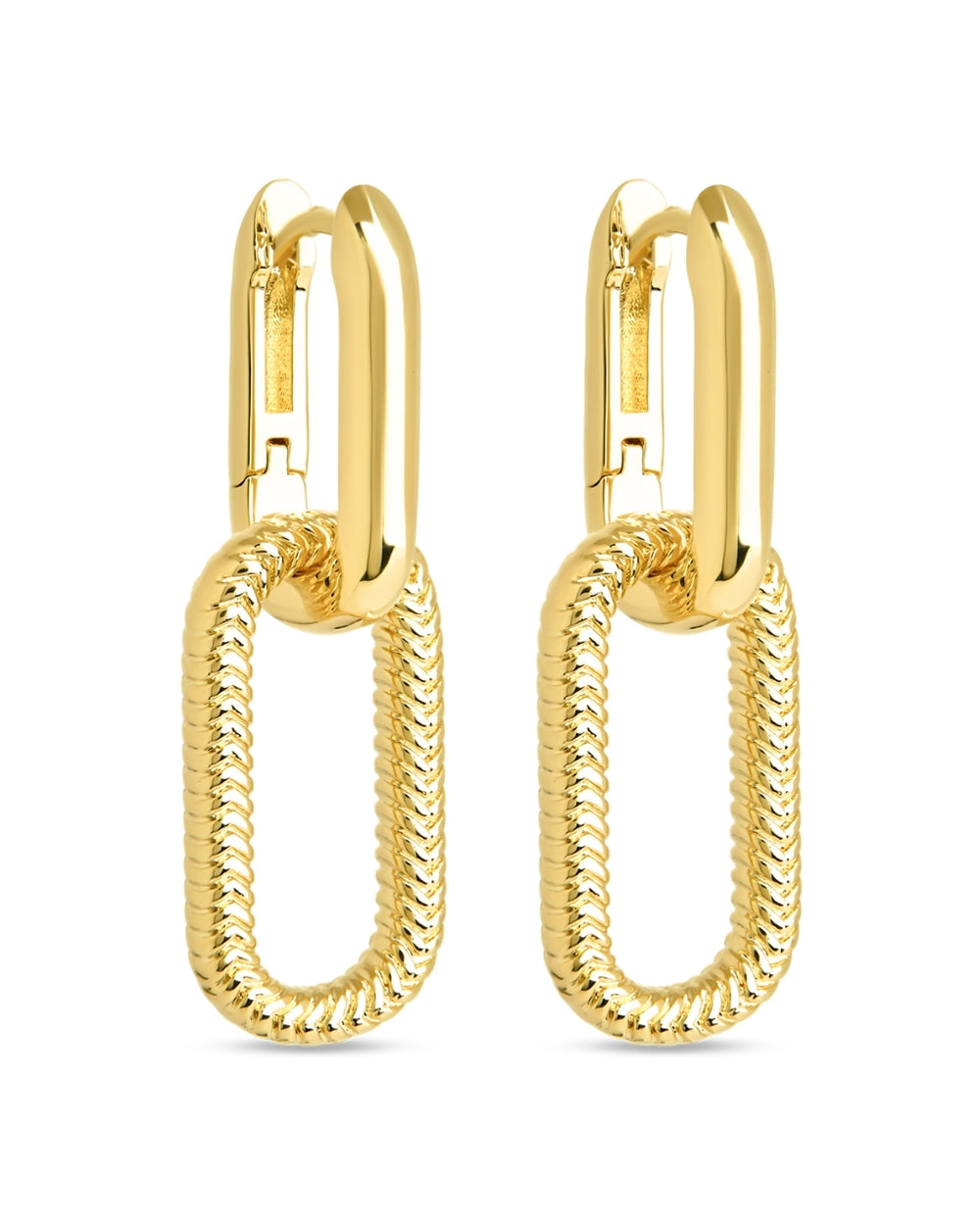 Sable CZ Chain Link Drop Stud Earrings