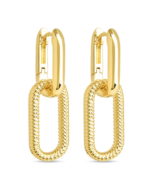 Sable CZ Chain Link Drop Stud Earrings