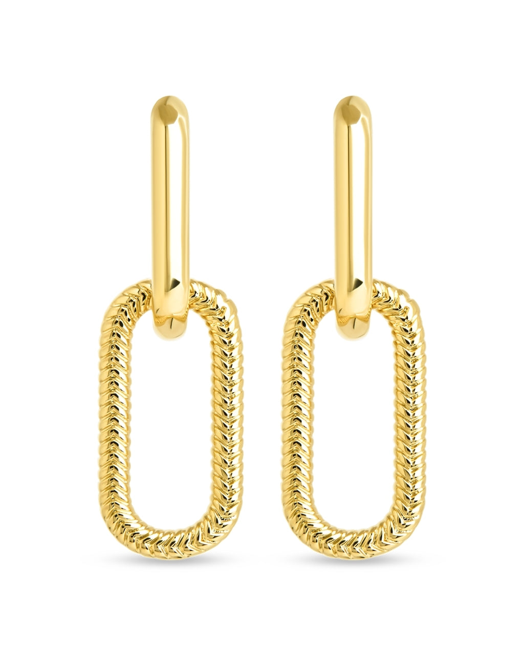 Sable CZ Chain Link Drop Stud Earrings