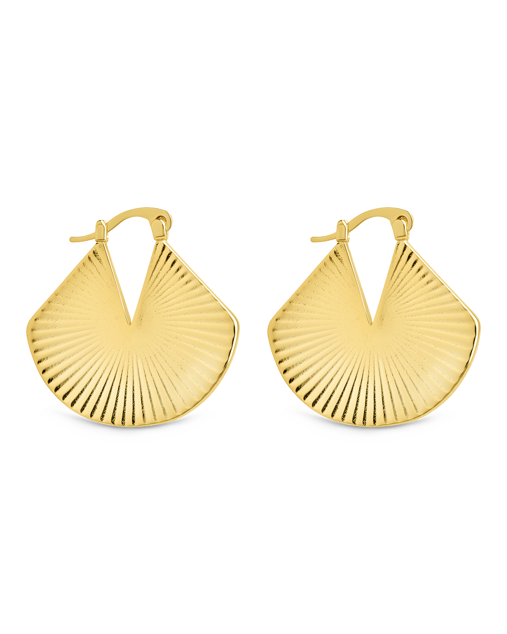 Francesca Ribbed Fan Hoop Earrings - Sterling Forever