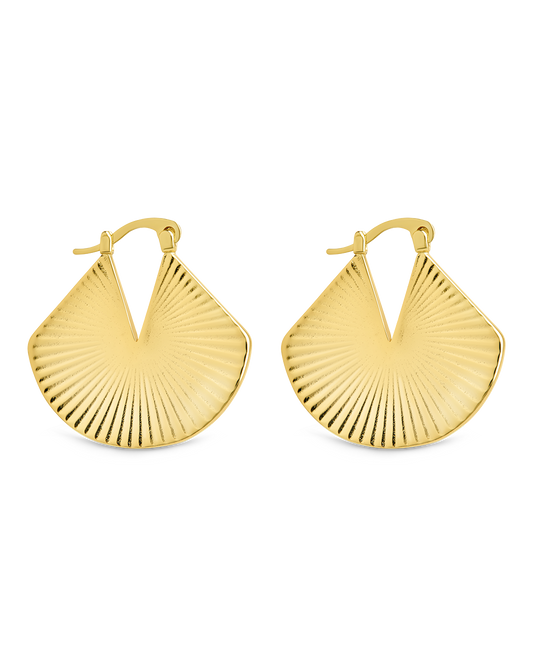 Francesca Ribbed Fan Hoop Earrings