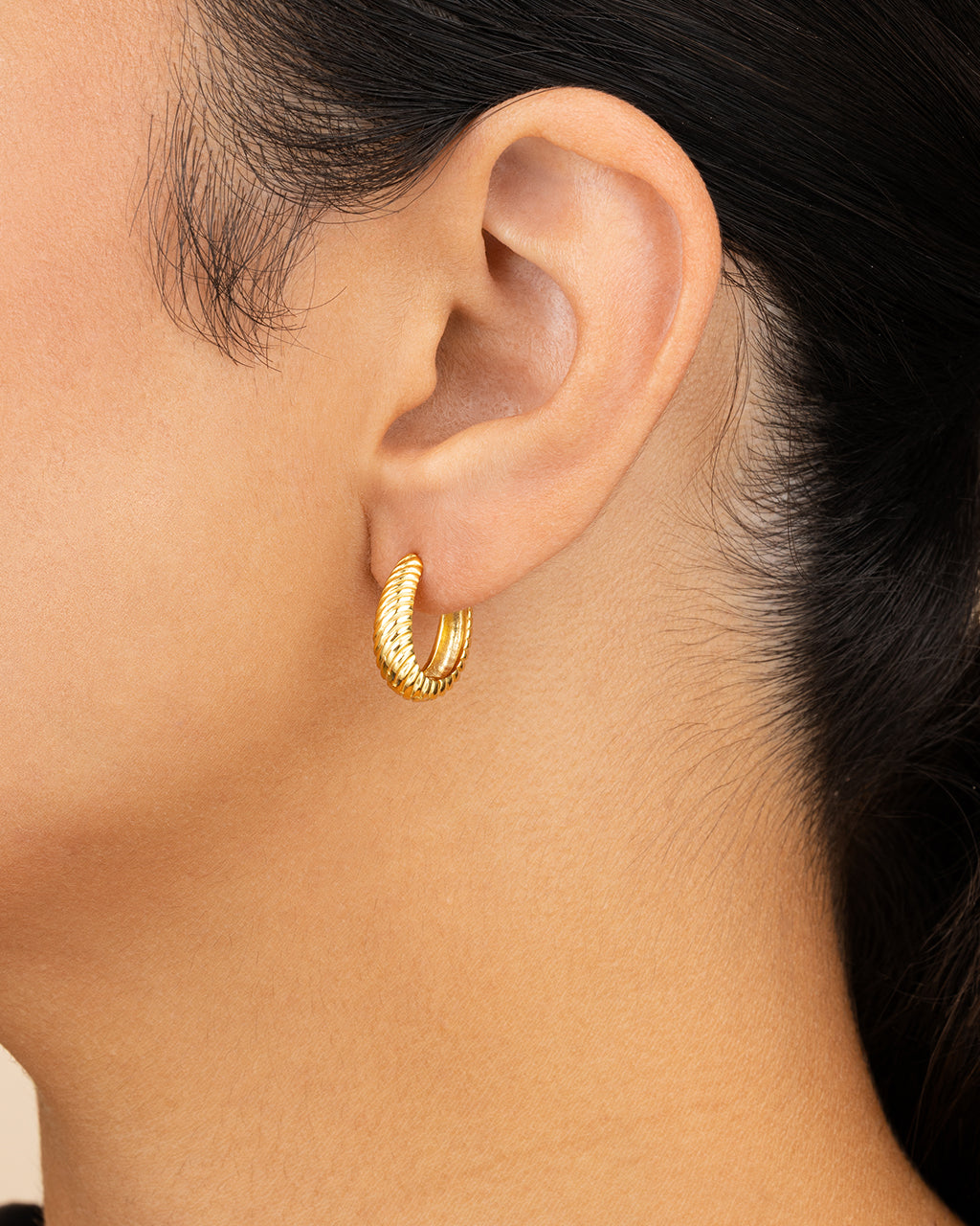 Haven Textured Oval Micro Hoops