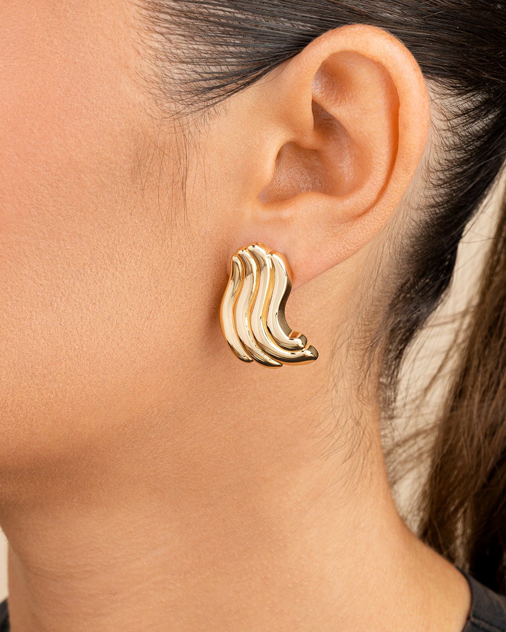 Sylvie Ripple Statement Studs - Sterling Forever