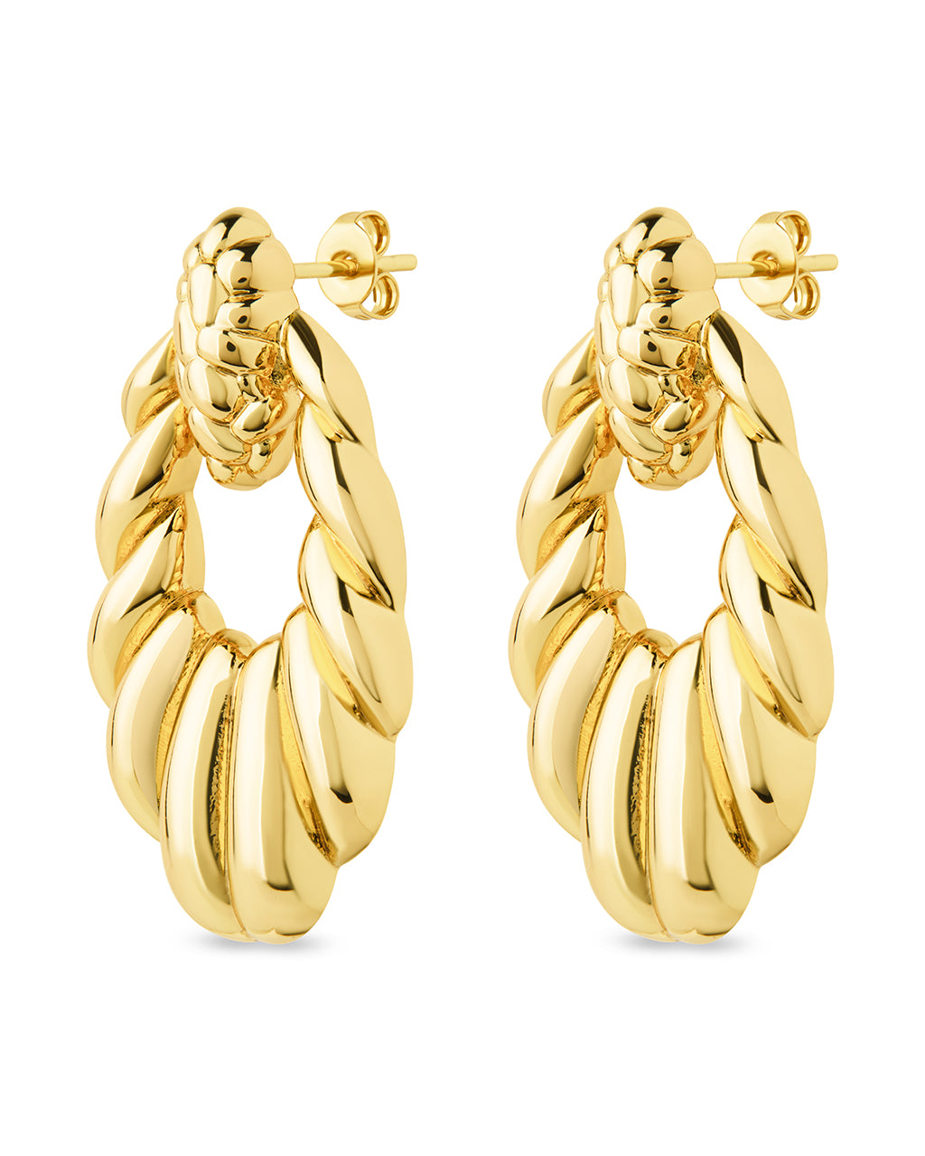 Enid Textured Door Knocker Stud Earrings