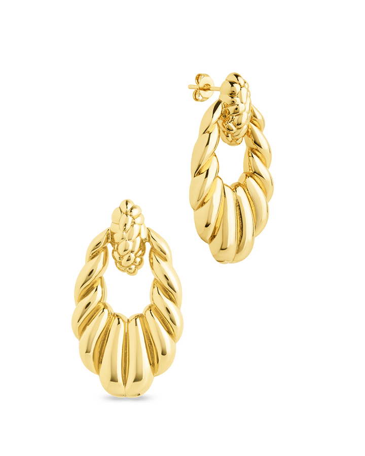 Enid Textured Door Knocker Stud Earrings