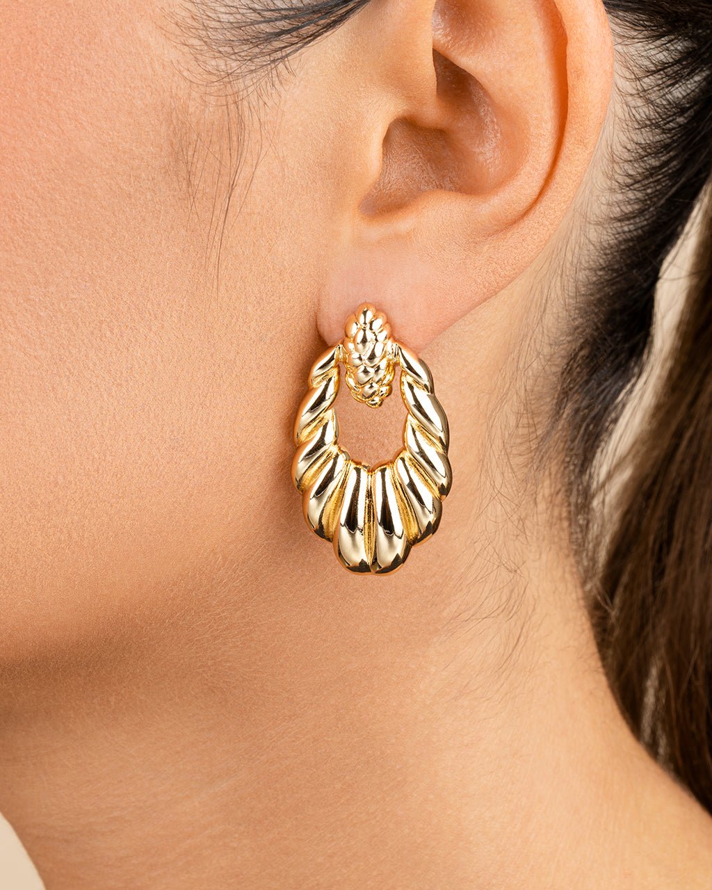 Enid Textured Door Knocker Stud Earrings - Sterling Forever