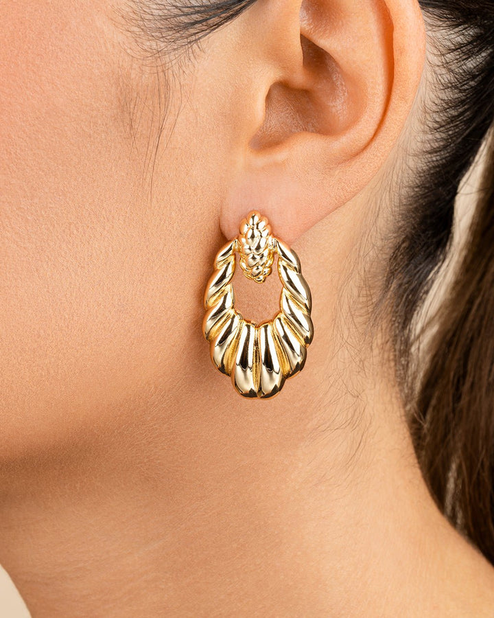 Enid Textured Door Knocker Stud Earrings