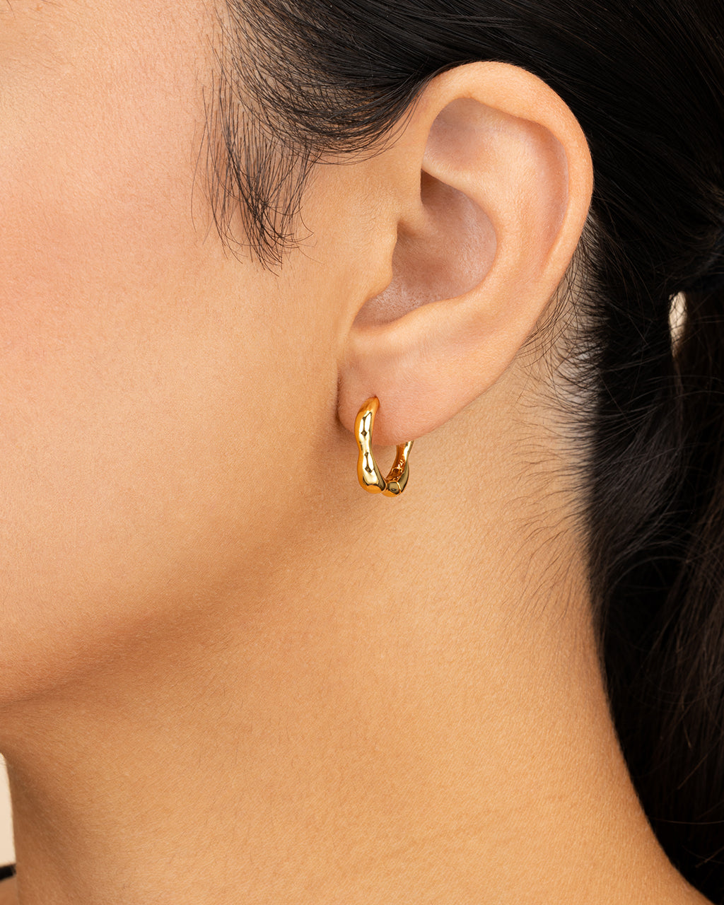 Aileen Polished Molten Micro Hoops