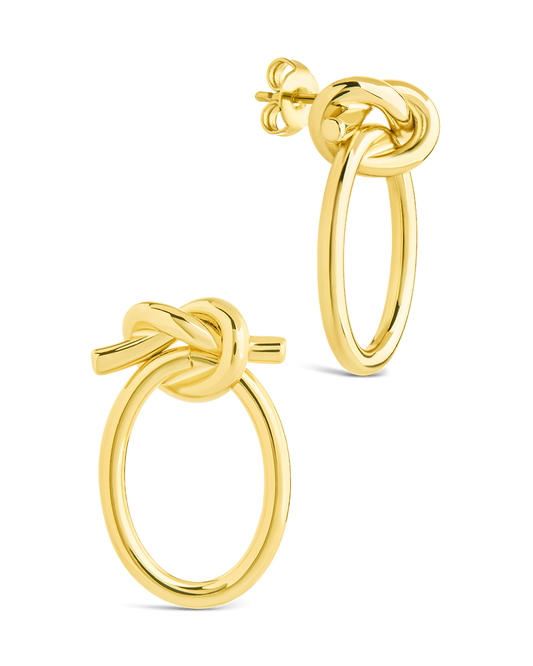 April Knotted Hanging Oval Dangling Earrings