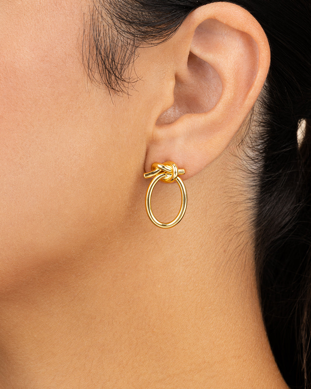April Knotted Hanging Oval Dangling Earrings