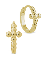 Patrycja Beaded Cross Micro Hoops