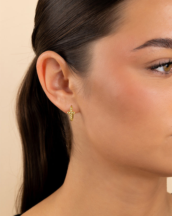 Patrycja Beaded Cross Micro Hoops